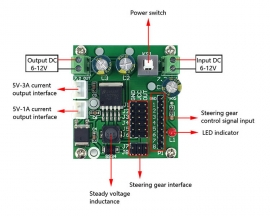 DC-DC Step Down Power Supply Module 6V-12V to 5V1A/5V3A 2CH Independent Voltage Converter for 8-Channel Servo Motor